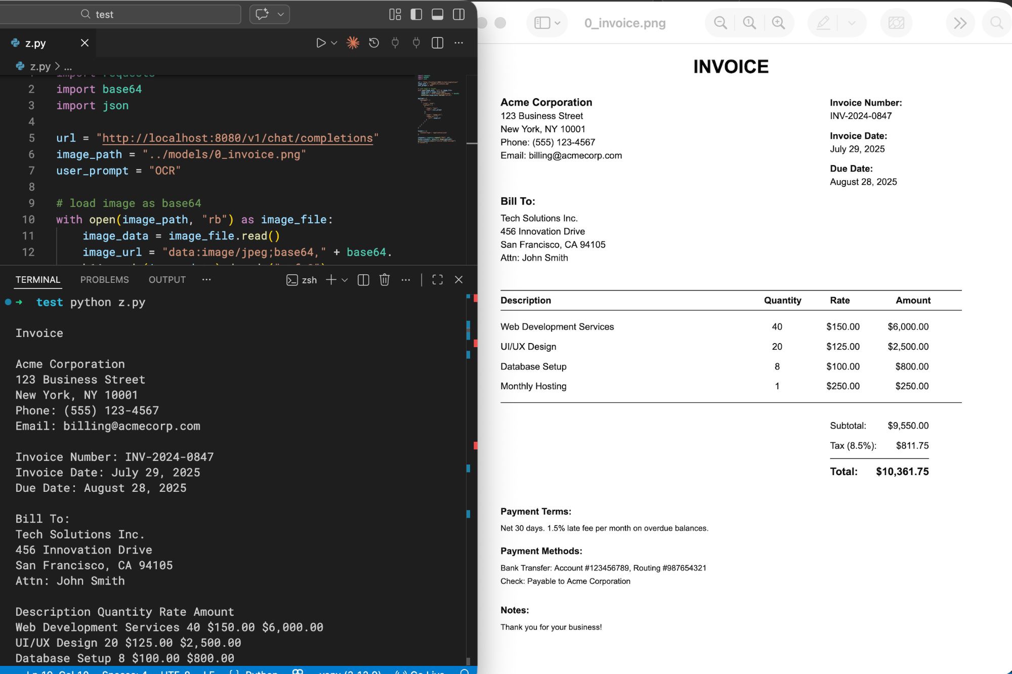 llama.cpp server OCR example